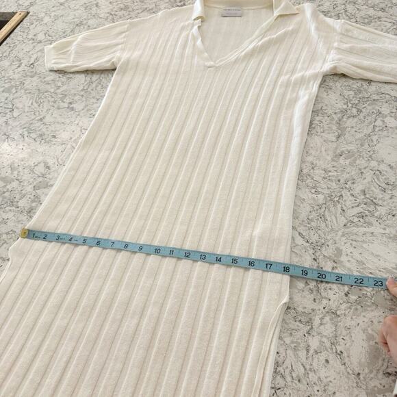 Modern Citizen Polo Dress Womens Size M/L Ivory Wide Ribbed Minimalist Modest - Picture 12 of 13
